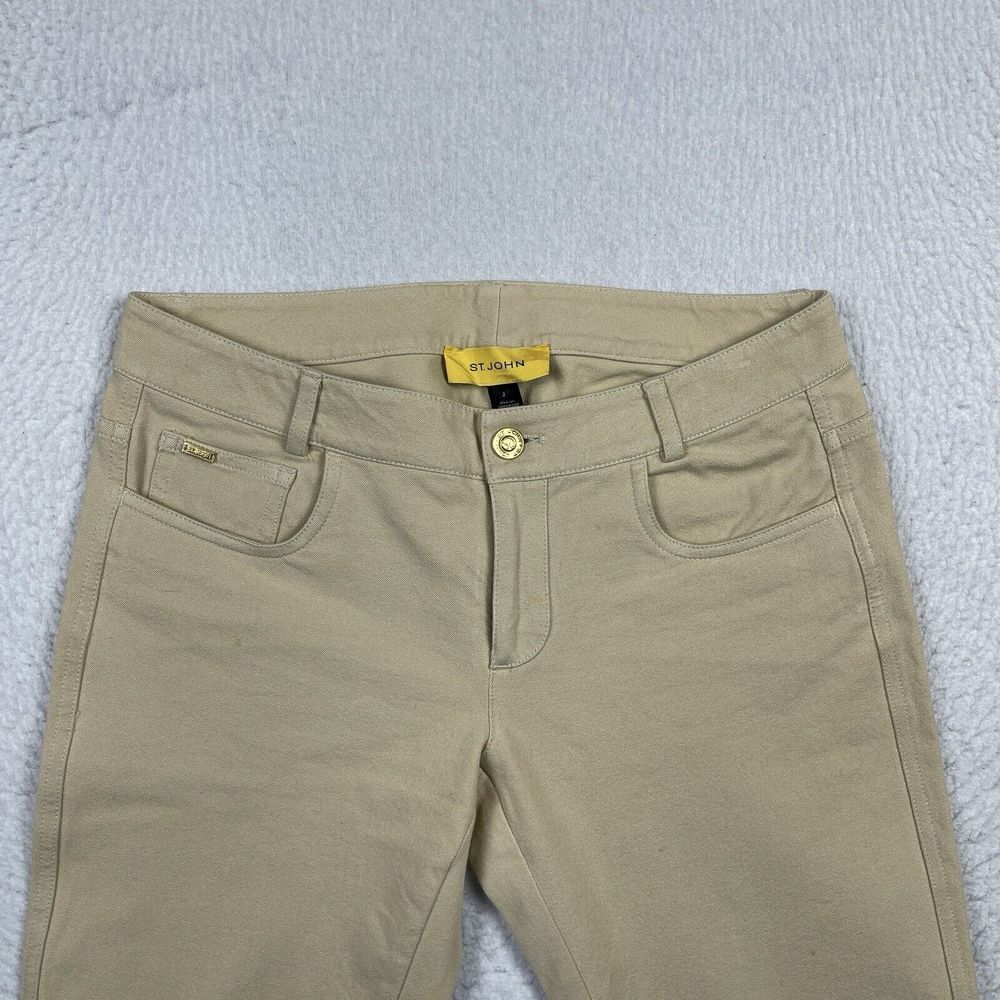 St‎ John Jeans Womens 2 Tan Khaki Denim Boot Cut Casual Bling Career Workwear - Picture 10 of 16